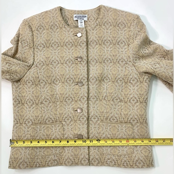 Pendleton Women’s 14 Tan Tweed Wool Blazer Jacket - Picture 11 of 14